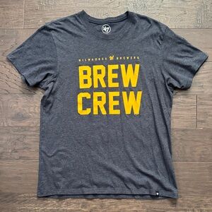 47 Brand MLB Milwaukee Brewers Navy Brew Crew T-Shirt Size Medium